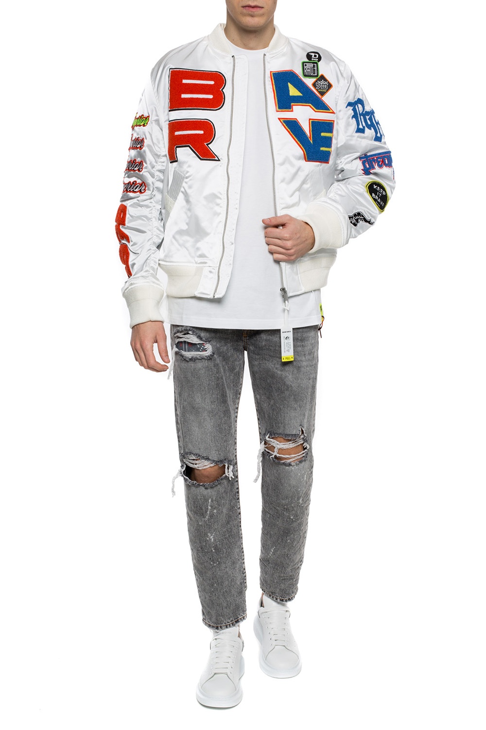 White Patched bomber jacket Diesel - Vitkac France